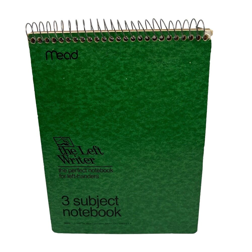 Vintage Mead Notebook 8 In X 10.5 In 3 Subject 1988 Perfect For Left Handers USA